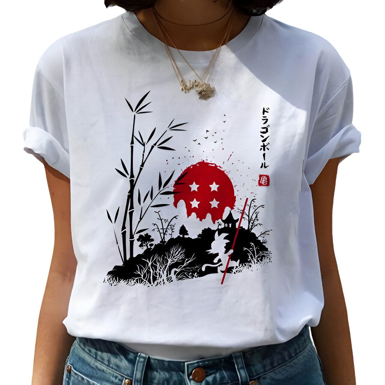 T-Shirt Femme Dragon Ball Z - Design Japonais Goku - Coupe Ajustée
