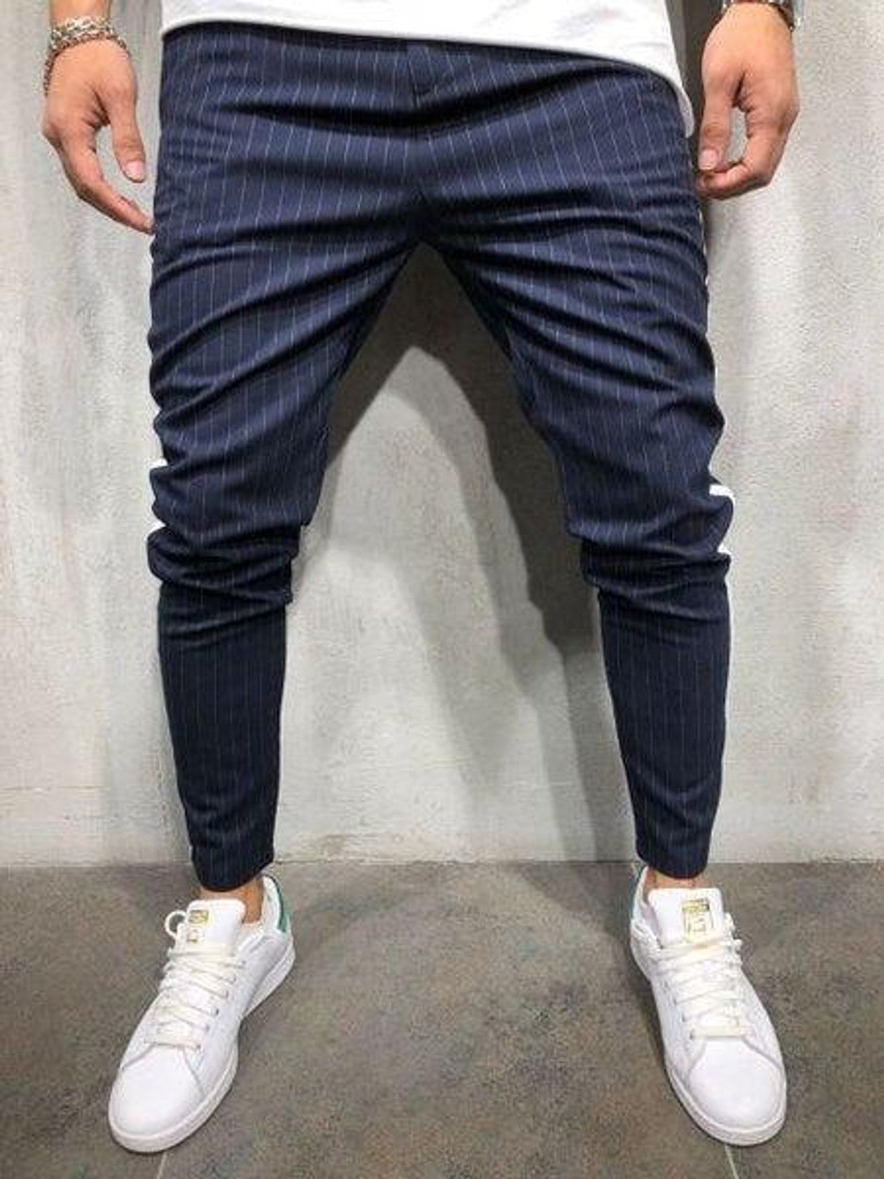 Pantalon Rayé à Bandes