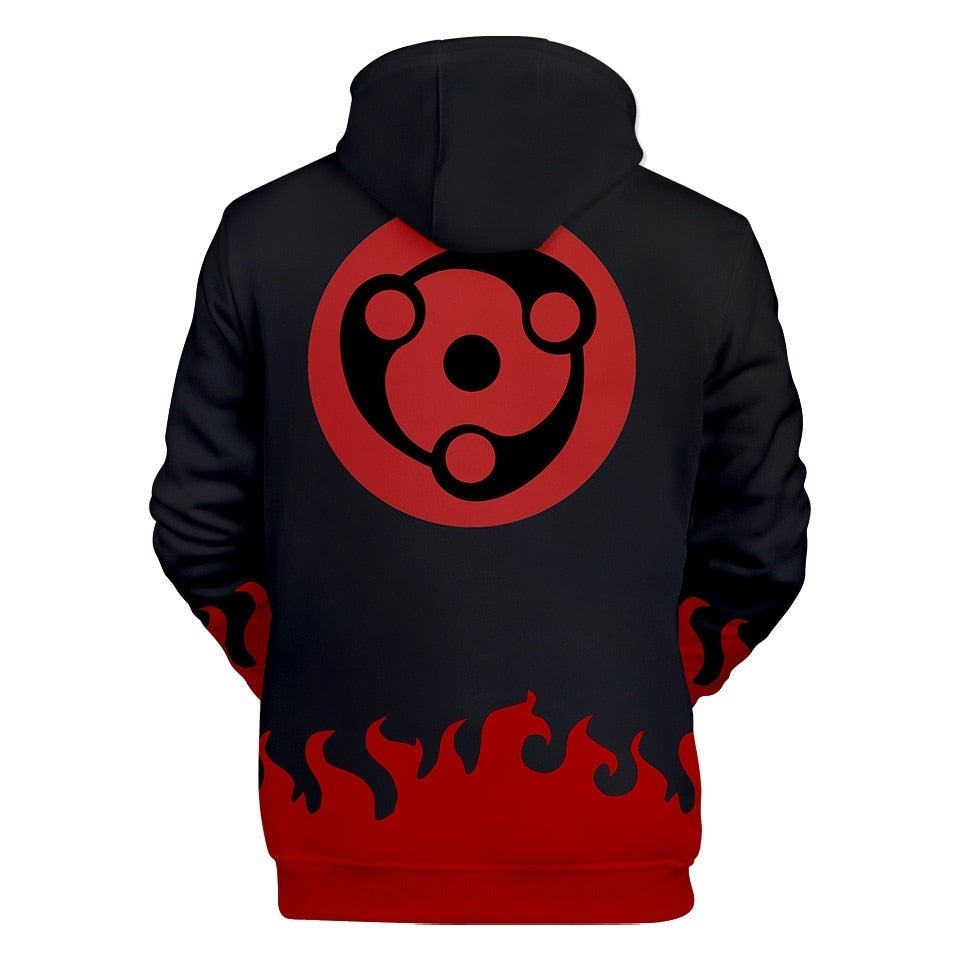 Hoodie clan Uchiwa et flammes