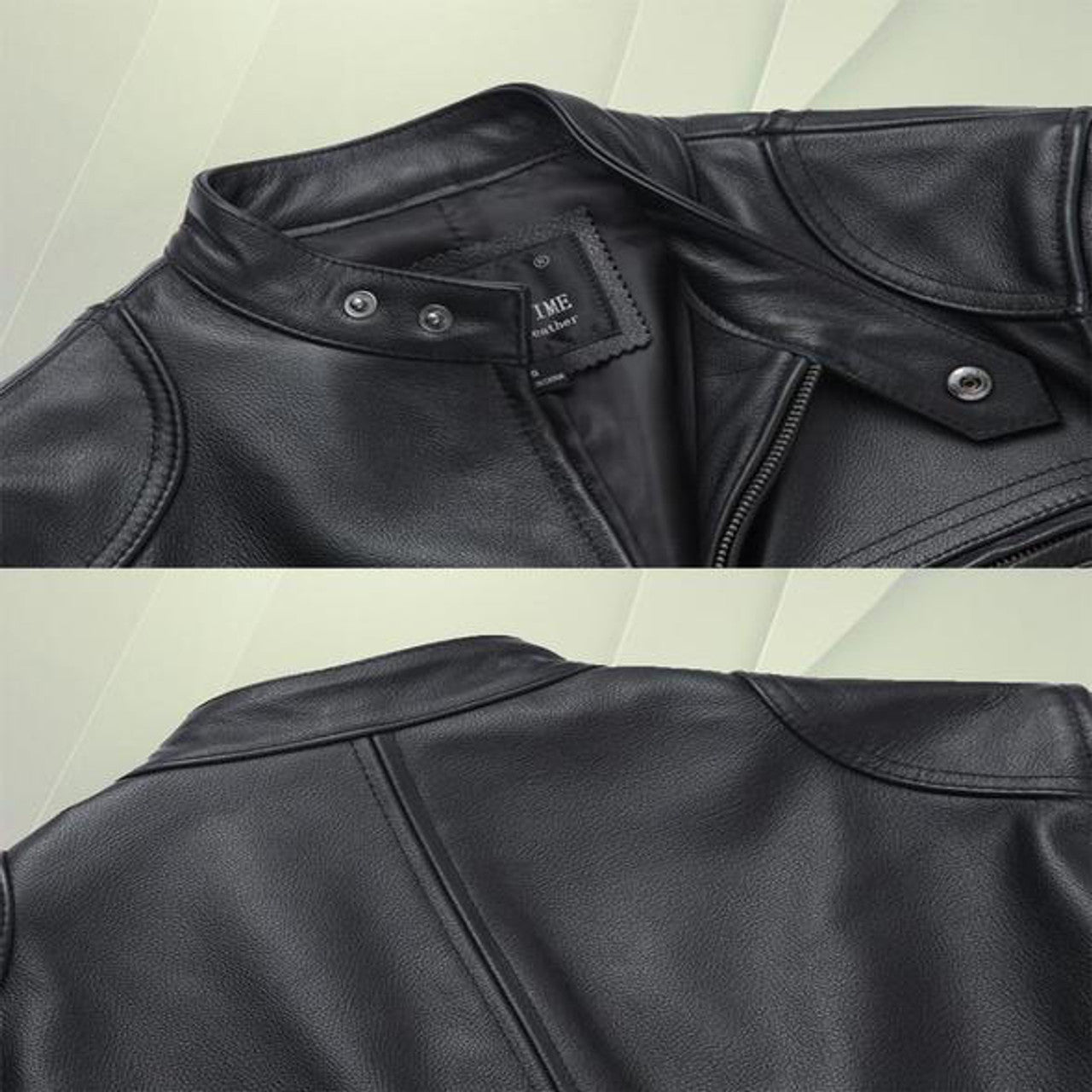 Blouson à Col Motard en Cuir