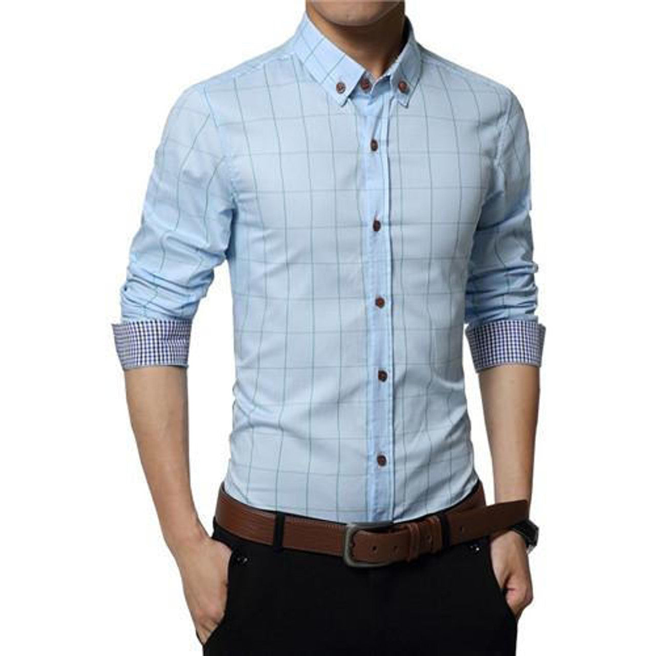 Chemise à carreaux slim fit, manches longues