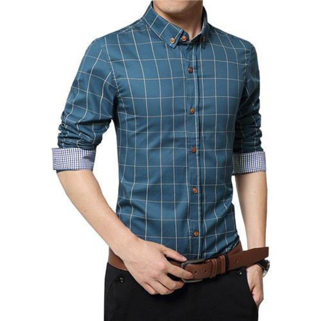 Chemise à carreaux slim fit, manches longues