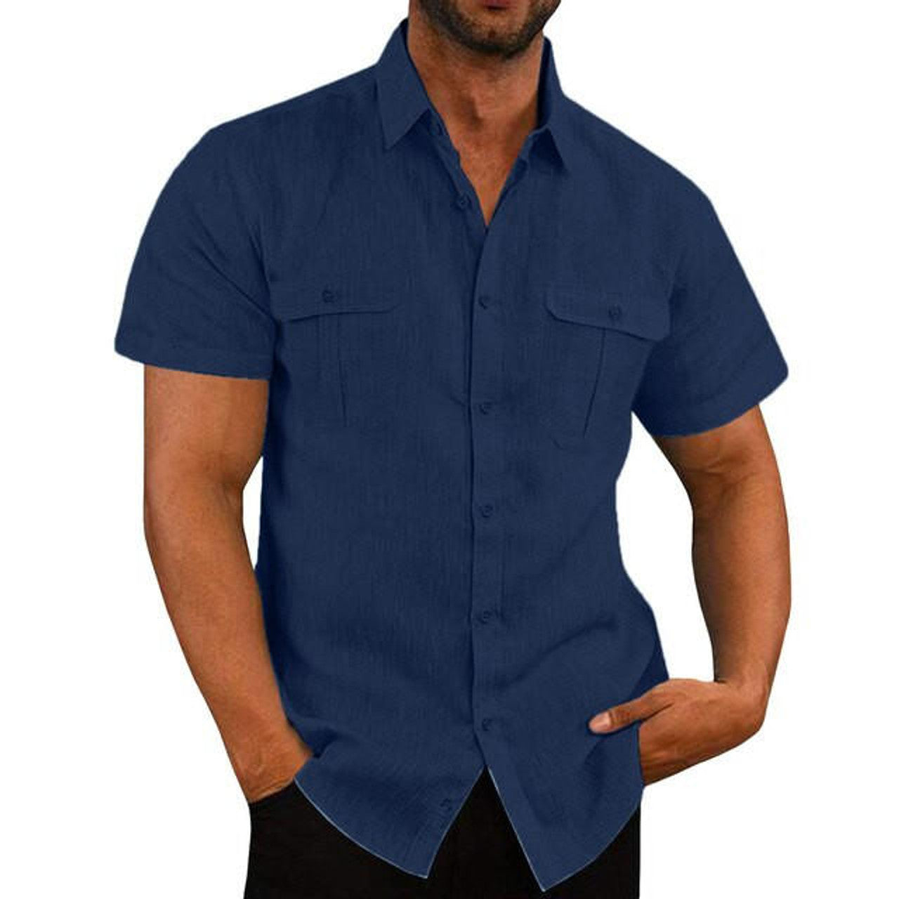 Chemise Estivale Unie à Poches