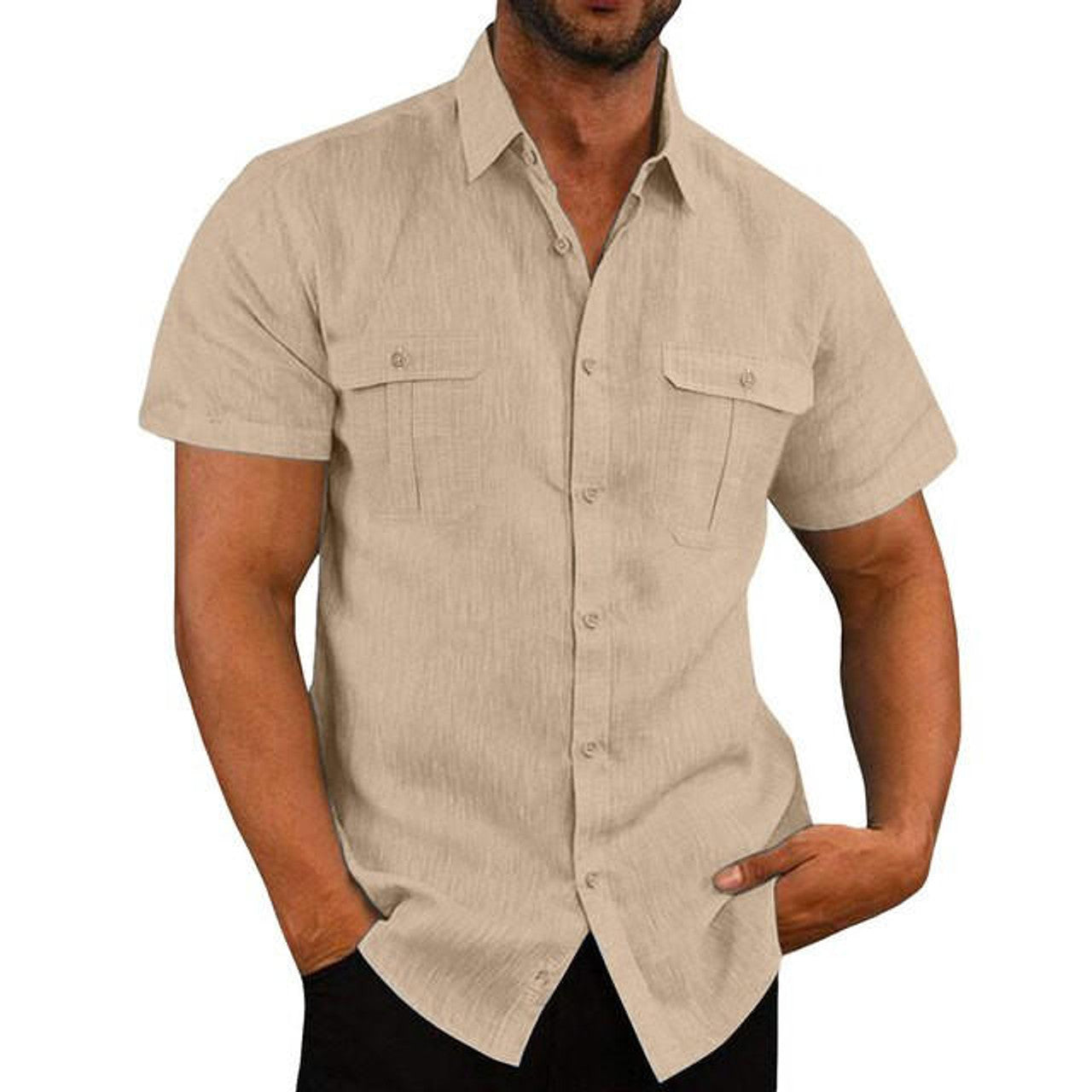 Chemise Estivale Unie à Poches