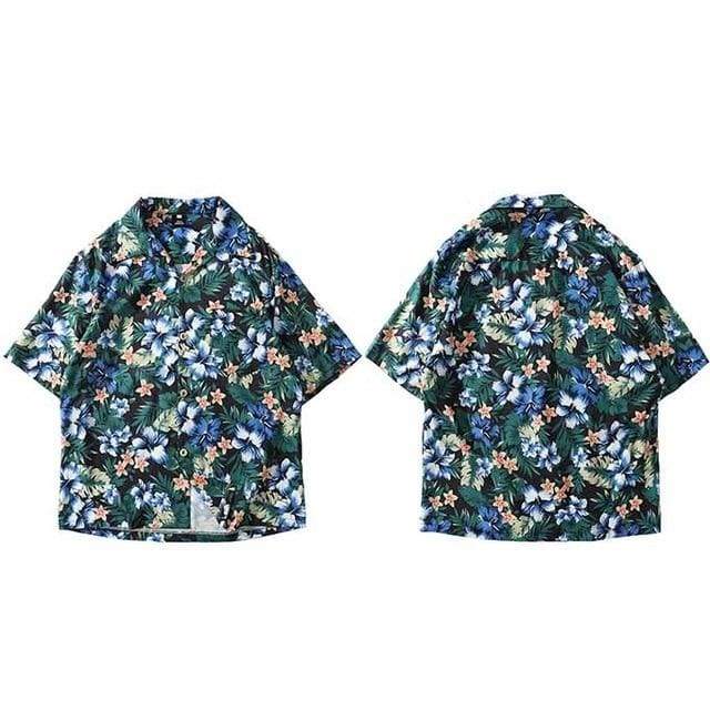 Chemise Flower - Bleu / M - STREETWEAR STYLE