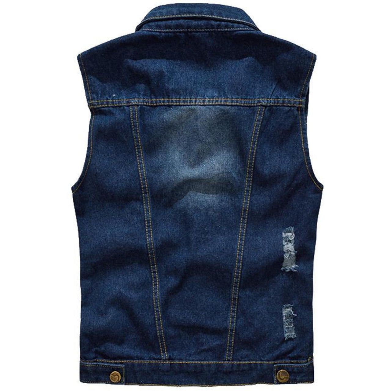 Gilet jean sans manches destroy