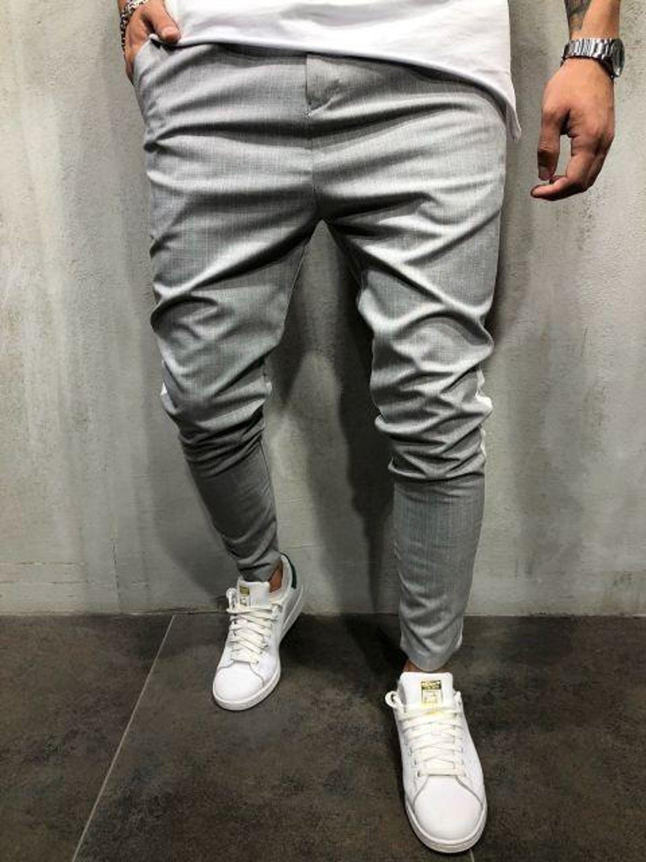 Pantalon Rayé à Bandes