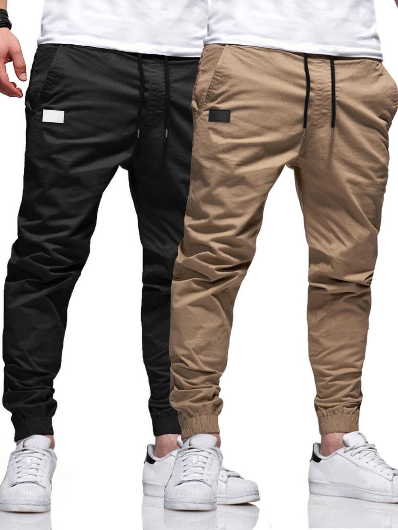 Pantalon Uni à Poches Obliques