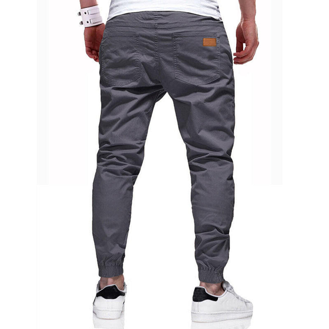 Pantalon Uni à Poches Obliques