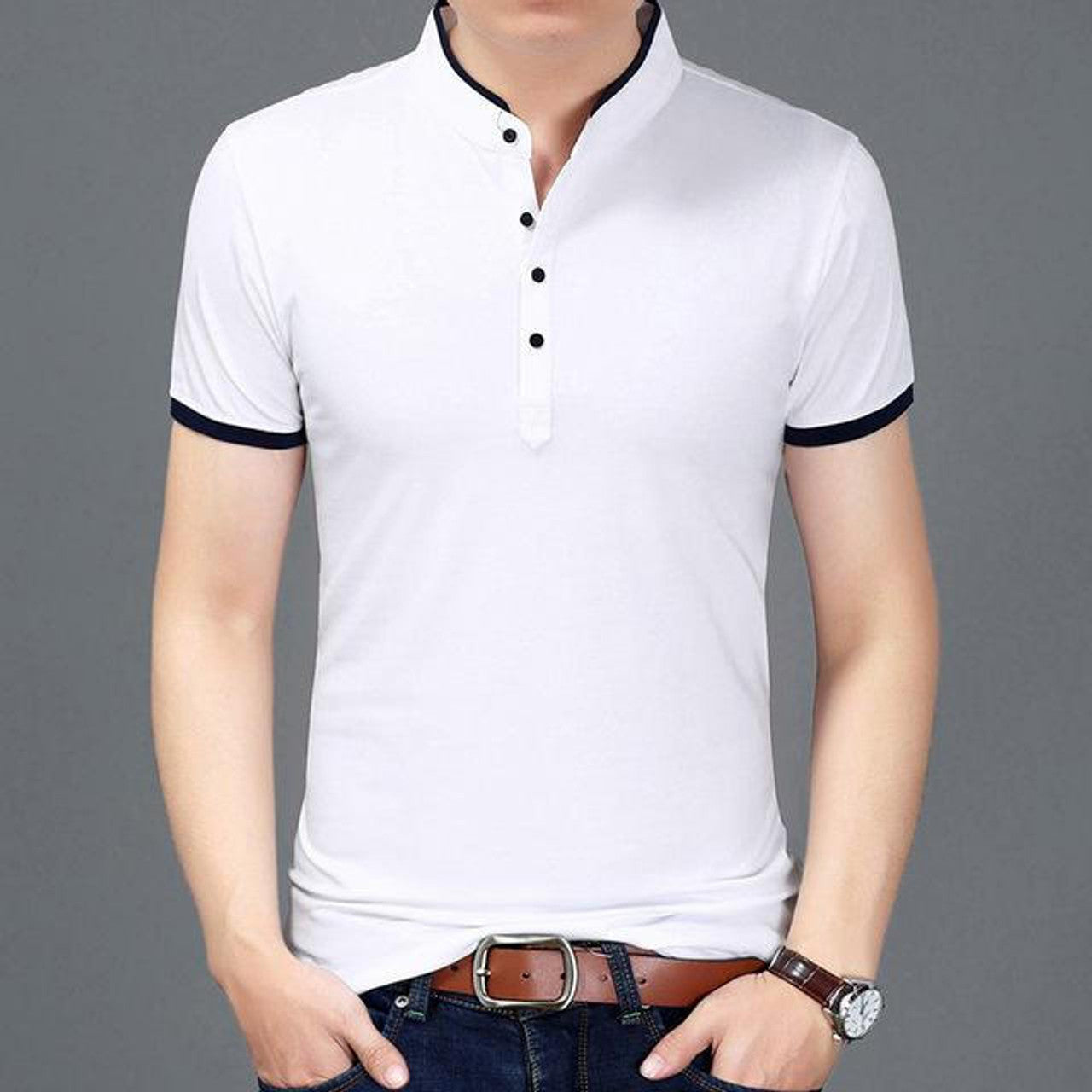 Polo casual col mandarin