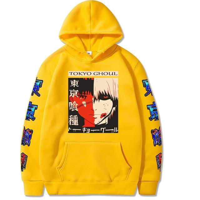 Sweat Kaneki Split Face Jaune - Tokyo Ghoul - Streetwear Style