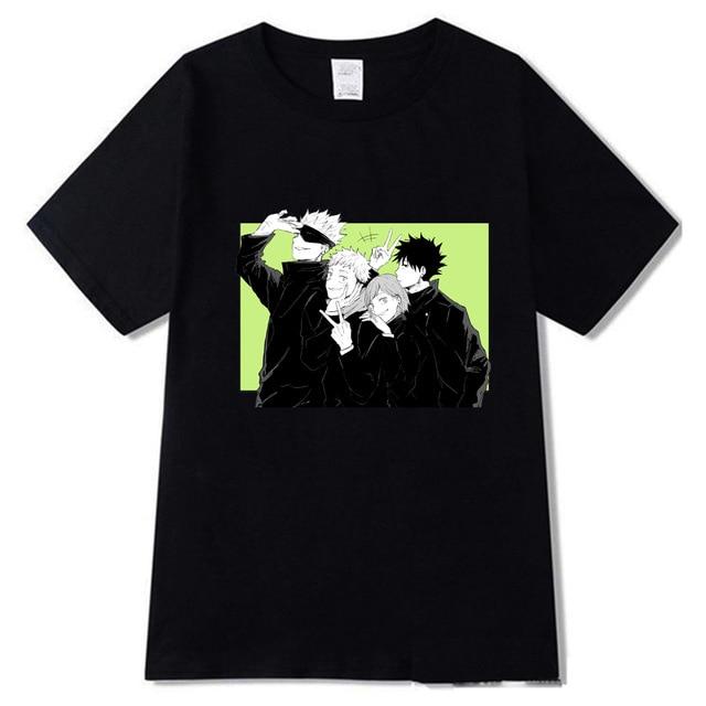 T-Shirt JJK - Black and white sur fond vert - Streetwear Style