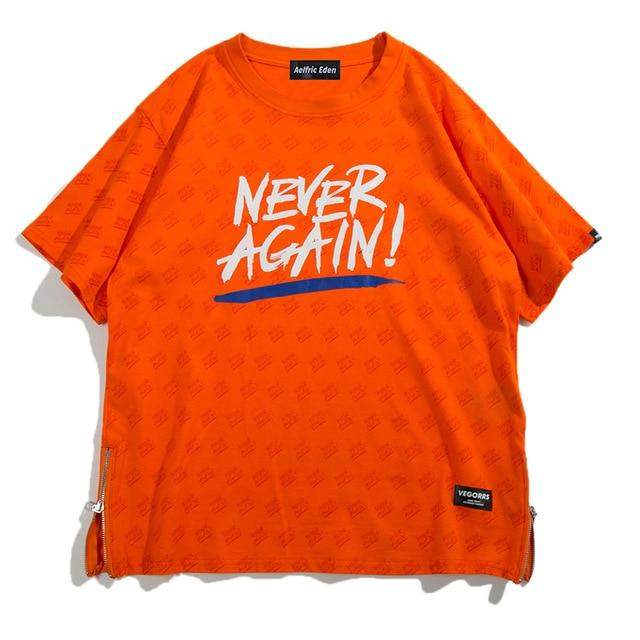 T-Shirt Never Again - Orange / M - STREETWEAR STYLE