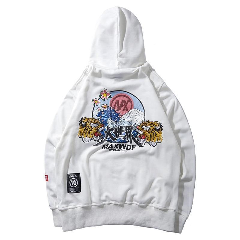 Sweat à capuche - Hoodie Tiger - White / M - STREETWEAR STYLE