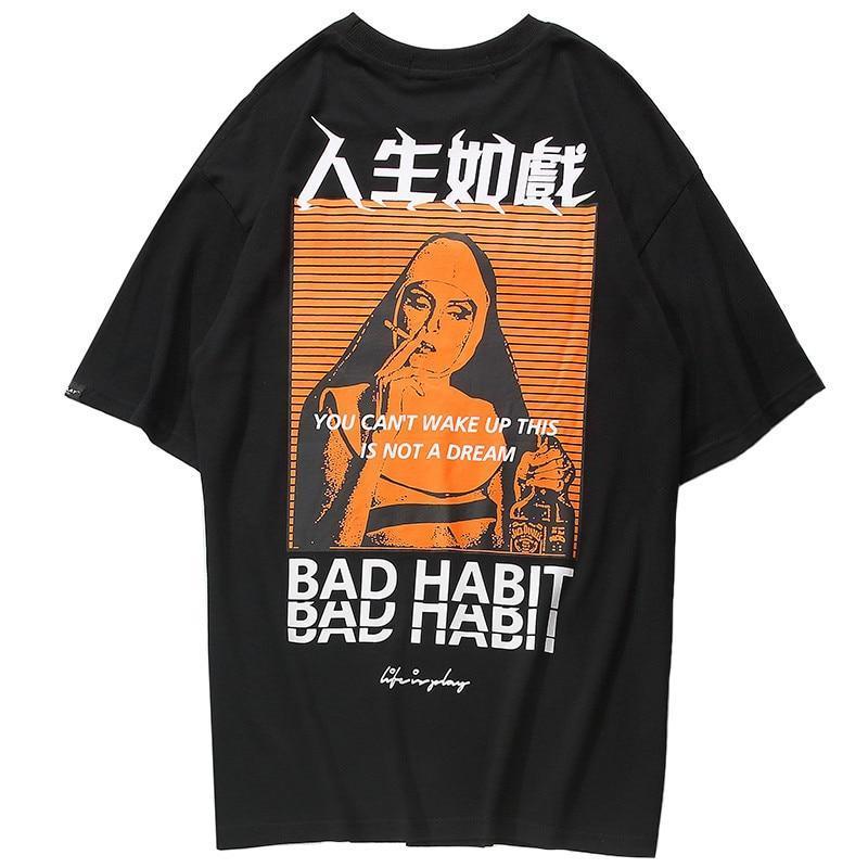 T-shirt YOU HAVE BAD HABIT - Black / M - STREETWEAR STYLE