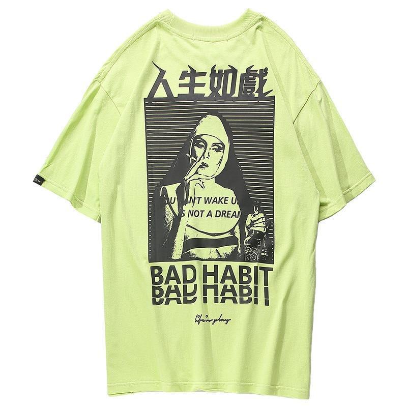 T-shirt YOU HAVE BAD HABIT - Green / M - STREETWEAR STYLE