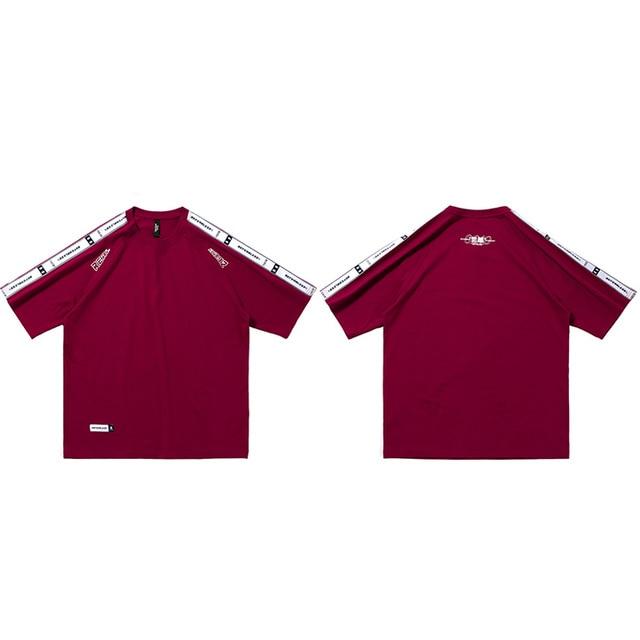 T-shirt Hideyoshi à bandes - A968803 Wine Red / S - STREETWEAR STYLE