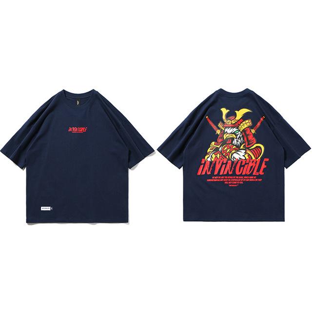 T-shirt Hidejirō imprimé - A968816 Blue / S - STREETWEAR STYLE