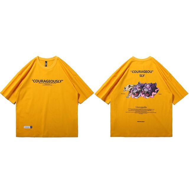 T-shirt Hidekazu imprimé - A968823 Yellow / S - STREETWEAR STYLE