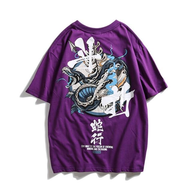 T-shirt imprimé Kikugorō - Purple / XL - STREETWEAR STYLE