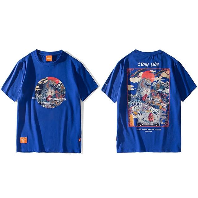 T-shirt Hideichirō imprimé - A58SH208 Blue / S - STREETWEAR STYLE