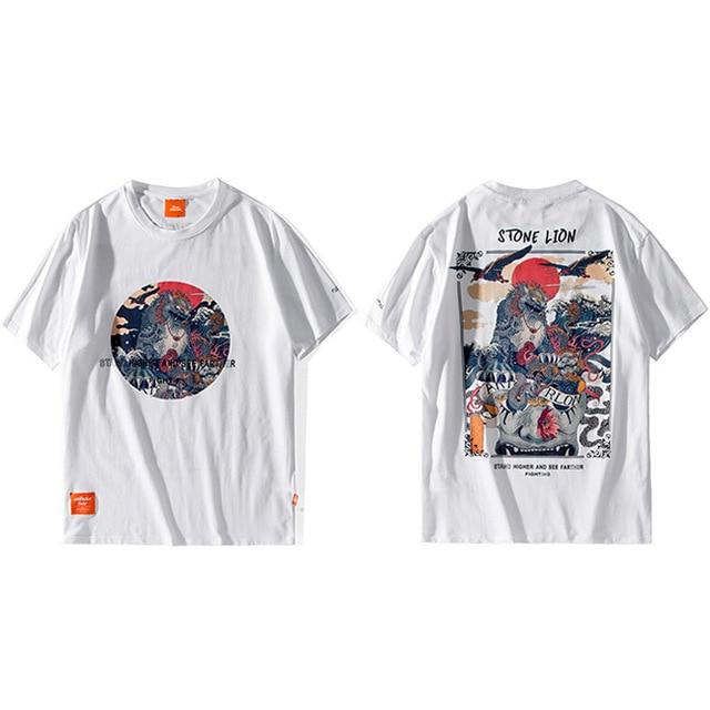 T-shirt Hideichirō imprimé - A58SH208 White / S - STREETWEAR STYLE