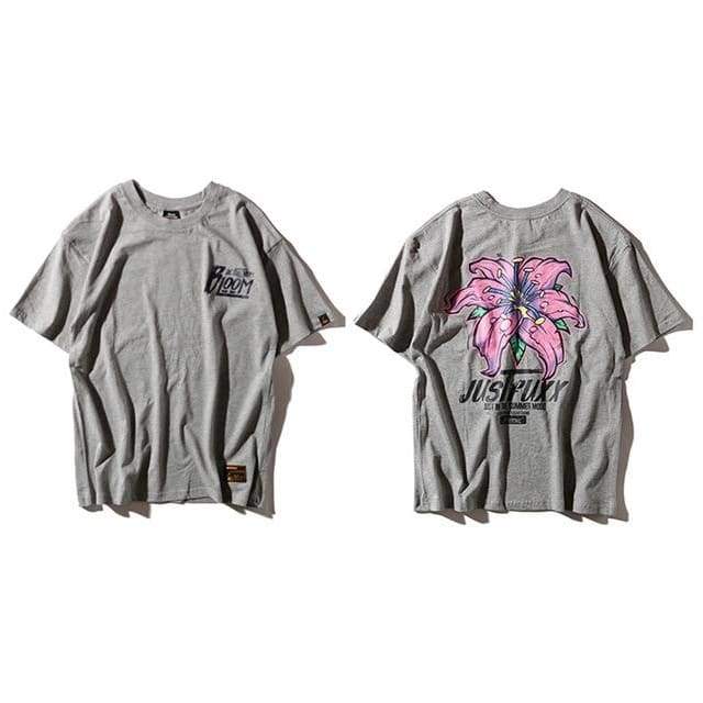 T-Shirt Fleur - Gris / M - STREETWEAR STYLE